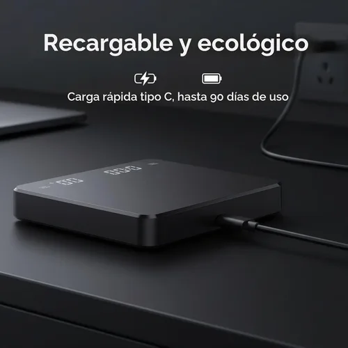 Vista 4 de Partyreal Báscula digital de café de cocina, báscula delgada con tara, unidades g/oz/ml, pantalla retroiluminada, recargable USB-C (cable incluido)