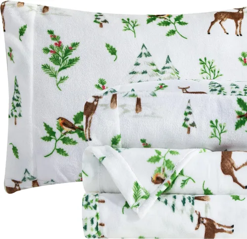 Vista 33 de Elegant Comfort - Juego de sábanas de franela de terciopelo de lujosamente suave de 4 piezas para las fiestas - Calidad premium - Juego de sábanas