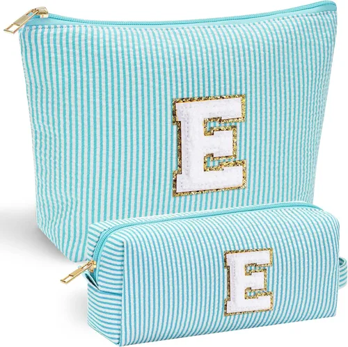 Vista 189 de YOOLIFE Regalos del Día de la Madre para Mujeres, Bolsa de Maquillaje con Iniciales, Bolsa de Maquillaje para Viaje, Bolsa de Maquillaje Negro