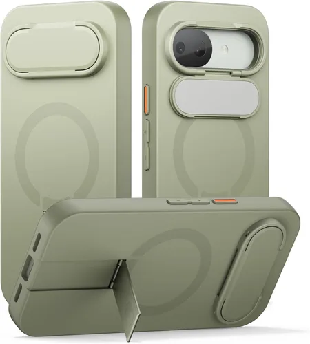 Vista 14 de SURITCH Funda para teléfono Google Pixel 9 Pro XL, compatible con MagSafe, funda protectora con cubierta de cámara y soporte de metal ajustable