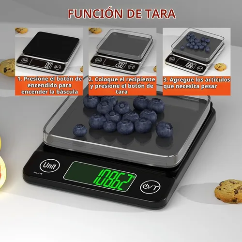 Vista 4 de Báscula digital de cocina para alimentos, báscula de café de 17.64 oz/0.01, báscula digital de alimentos, 7 unidades de gramos para hornear
