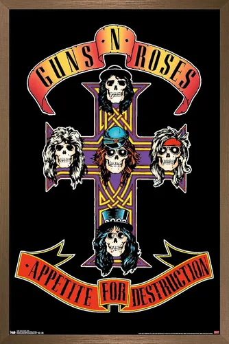 Vista 15 de Trends International Guns N' Roses - Póster de pared con cruz, 14.725 x 22.375 pulgadas, versión con marco de madera tipo granero Versión enmarcada