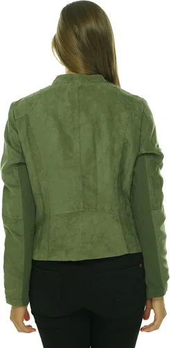 Vista 2 de kensie Chaqueta asimétrica de gamuza sintética perforada, color oliva, talla S, Verde -Oliva