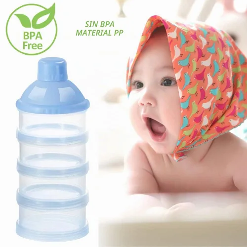 Vista 7 de Accmor Dispensador de fórmula sobre la marcha, contenedor apilable de fórmula de 4 compartimentos para viajes, contenedor de leche en polvo