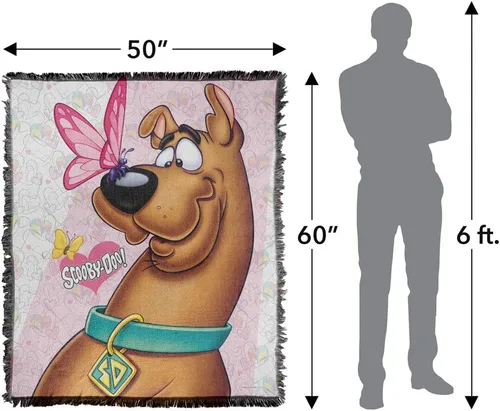Vista 2 de LOGOVISION Scooby Doo! - Manta de 50 x 60 pulgadas, tejido de mariposa, mezcla de algodón, manta con flecos