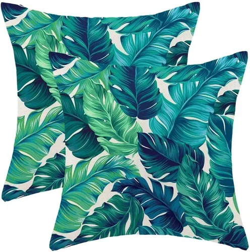 Vista 10 de AEIOAE Fundas de Almohada Costeras de 16 x 16 Pulgadas Juego de 2, Fundas Decorativas de Lino con Estampado de Peces Azules de Playa Oceánica