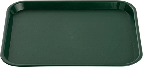 Vista 9 de Restaurantware Bandejas de comida rápida, paquete de 10 bandejas de plástico para cafetería, de 10 x 14 pulgadas, rectangulares verdes, aptas