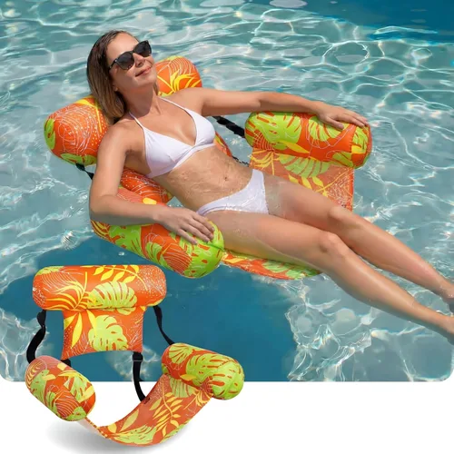 Vista 10 de Flotadores inflables para piscina, sillas flotantes para adultos, fideos de piscina inflables para adultos, natación resistente, plantas tropicales