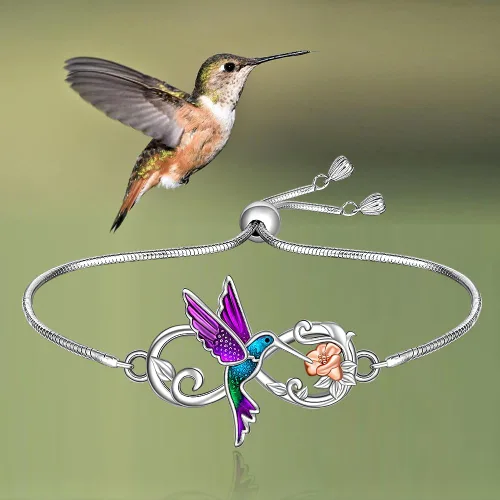 Vista 9 de Hummingbird Sea Turtle Chakra Lotus Bracelet for Women 925 Sterling Silver Jewelry Charms Birthday Valentines Gifts