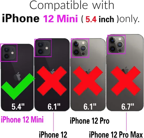 Vista 2 de Asuwish Funda de teléfono para iPhone 12 Mini 5.4, híbrida, resistente, a prueba de golpes, protección dura, a prueba de caídas, cuerpo completo