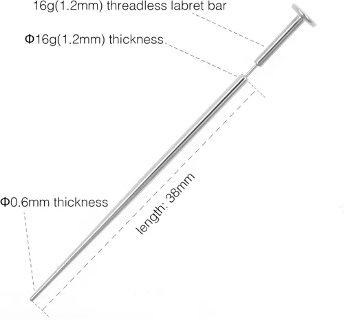 Vista 3 de NewkeepsR - Broche de titanio G23 de ajuste a presión 20g18g16g arete labret para labio monroe tragus