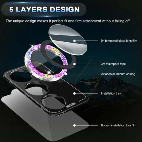 Vista 4 de Protector de lente de cámara para Samsung Galaxy S24, cubierta de lente de anillo de aleación de aluminio de vidrio templado
