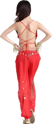 Vista 4 de ZLTdream Pantalones de linterna con monedas, danza del vientre para mujer