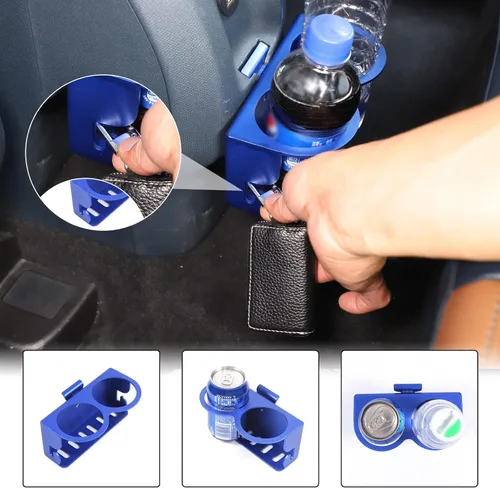 Vista 5 de Organizador expansor de portavasos trasero para automóvil compatible con Ford Maverick 2022-2024 Auto de aluminio para asiento trasero de doble