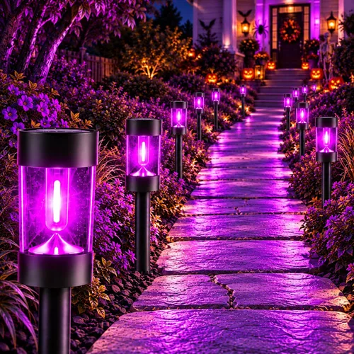 Vista 8 de Eyrosa Luces solares para caminos al aire libre, impermeables, paquete de 8 Cold