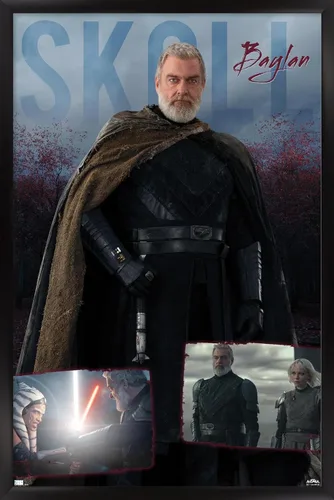 Vista 8 de Trends International Star Wars: Ahsoka - Póster de pared Baylan Skoll, 14.72 x 22.37 pulgadas, versión enmarcada de madera de granero