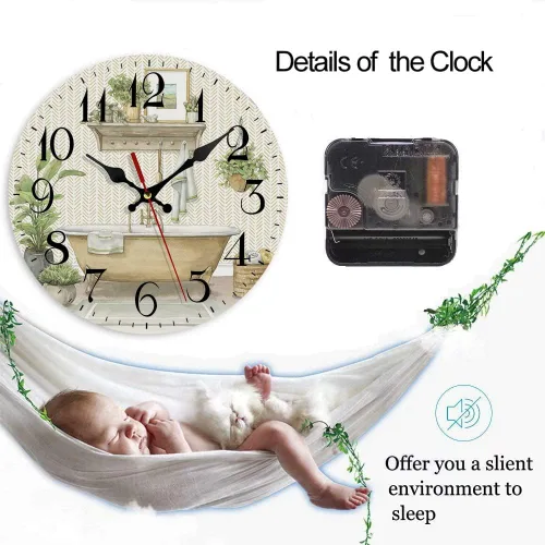 Vista 4 de LOKMU Reloj silencioso sin tictac de 10 pulgadas, reloj de pared redondo, decorativo para sala de estar, cocina, hogar, baño, dormitorio, oficina