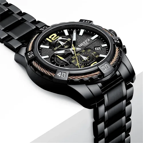 Vista 3 de NIBOSI Men's Watch Analog Quartz Military Watch for Men Business Chronograph Sport Waterproof Stainless Steel Wrist Watch Calendar