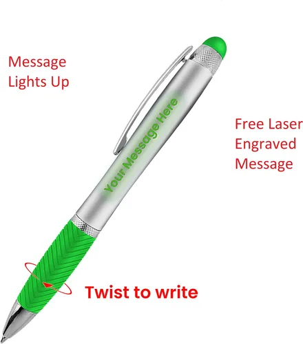 Vista 4 de Bolígrafos personalizados, paquete de 80 grabados láser sin granel, bolígrafo de 3 pulgadas, lápiz óptico y área personalizada con luz, nombre