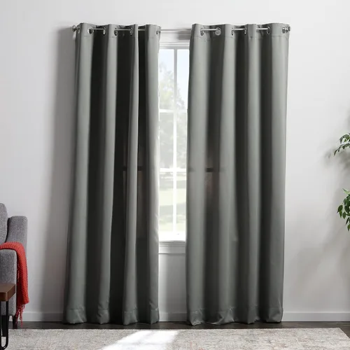 Vista 22 de Linenspa Juego de 2 paneles de cortinas opacas 85% - Cortinas negras de 84 pulgadas de largo, aislamiento térmico, reducción de ruido, esenciales
