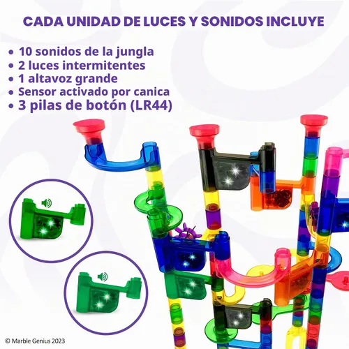 Vista 3 de Marble Genius Juego de accesorios para carreras de canicas Green-Jungle Lights & Sounds
