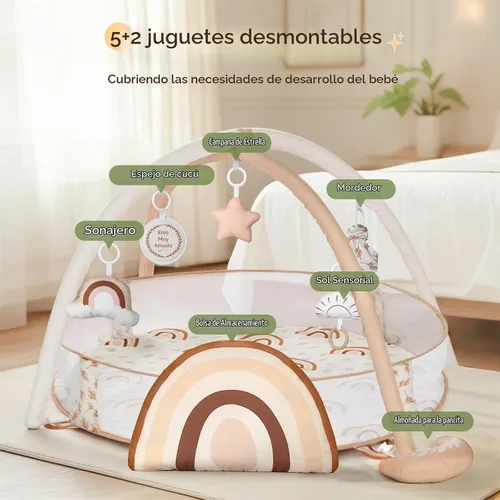 Vista 6 de Crisschirs Gimnasio grande 6 en 1 XL para bebés y piscina de pelotas, tapete de juego y gimnasio de juego, gimnasio combinado de actividades