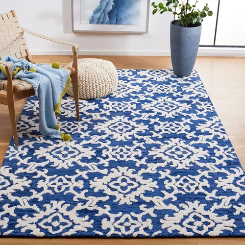 Vista 15 de SAFAVIEH Blossom Collection BLM104A - Alfombra decorativa de lana de alta calidad, hecha a mano, 2 x 3 pies, color gris/marfil