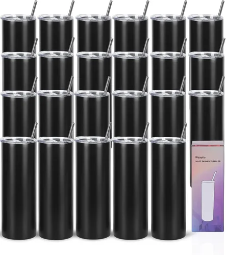 Vista 21 de Paquete de 4 vasos delgados de 20 onzas, juego de vasos delgados de acero inoxidable en caja de regalo individual, 20 onzas de capacidad, vaso