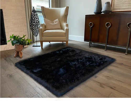 Vista 10 de LAMBZY Alfombra cuadrada de piel de oveja sintética, súper suave, hipoalergénica, de pelo de felpa de primera calidad