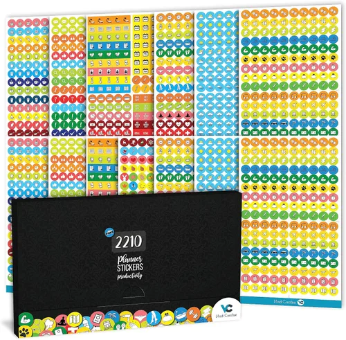 Vista 12 de Vladi Creative Busy Mom - Calcomanías para planificar, más de 2190 piezas, 18 hojas, calcomanías decorativas y coloridas que aumentan