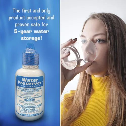 Vista 3 de Concentrado preservador de agua de 55 galones (5 años) Gotas de tratamiento de agua - Tratamiento de agua para agua potable - Mayday Emergencia Agua