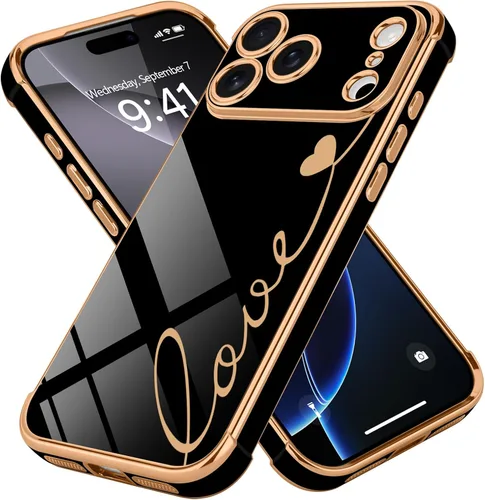Vista 63 de LCHULLE Funda para iPhone 13 para mujeres y niñas, lindo corazón de amor Negro
