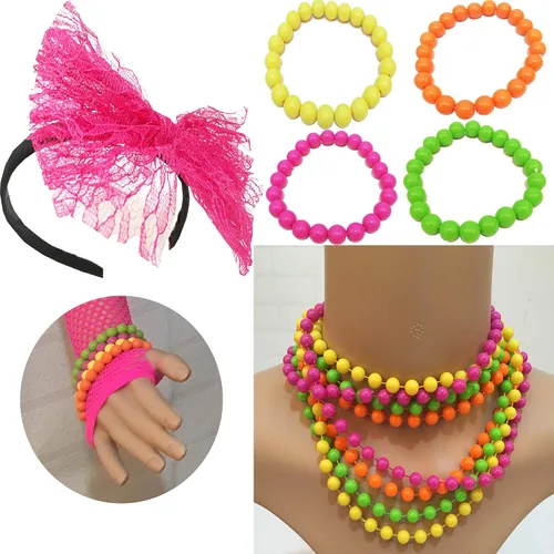 Vista 5 de foci cozi Conjunto de disfraz de los años 80 y accesorios para mujer