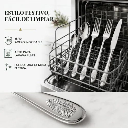 Vista 4 de Spode Christmas Tree - Juego de 20 cubiertos de acero inoxidable (20 unidades)