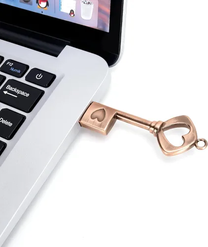 Vista 7 de BorlterClamp Memoria Stick Retro Metal Love Heart Key Drive de 32 GB USB 2.0 Flash Drive