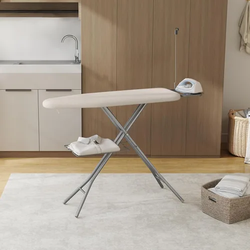 Vista 2 de Yaheetech Tabla de planchar, tabla de planchar compacta con soporte para cable, soporte para plancha de vapor y bandeja de almacenamiento inferior
