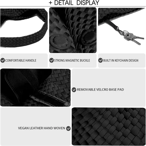 Vista 5 de JINMANXUE Bolso tejido para mujer, bolso de hombro de neopreno con asa superior, bolso Hobo, bolso de viaje, bolso de muñeca para el trabajo