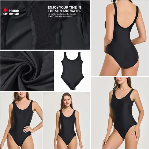 Vista 5 de Leakproof Period Monokini Swimsuit for Women 12-Hour Protection 3 Styles Drawstring, Seamless, Cross-Back