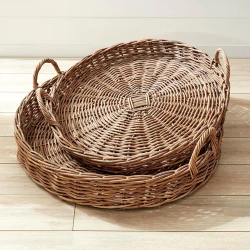 Vista 2 de Napa Home & Garden Normandy - Juego de 2 cestas redondas bajas, extra grandes, color gris