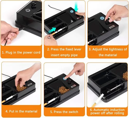 Vista 7 de Rodillo de cigarrillos eléctrico, rodillo automático de cigarrillos para fábrica de fumadores, pausa de inducción inteligente, máquina llenadora