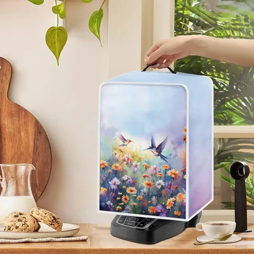 Vista 188 de Funda para cafetera, poliéster, azul, se adapta a la mayoría de máquinas de café estándar, protector resistente al polvo, huellas dactilares Playa