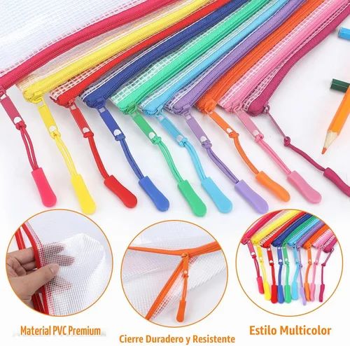 Vista 3 de 20 bolsas de malla con cremallera, bolsas de almacenamiento de rompecabezas, A3 17 x 12 pulgadas, grandes bolsas reutilizables transparentes