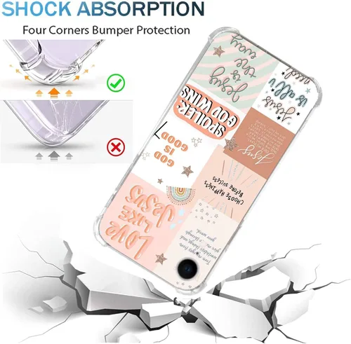 Vista 3 de Funda de teléfono con collage bohemio de Jesús compatible con iPhone XR, funda de collage de citas cristianas para niñas, mujeres y hombres, funda