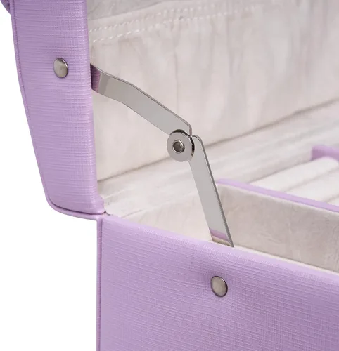 Vista 4 de BEWISHOME Caja de joyería para adolescentes caja organizadora de joyas de 3 capas con cerradura estuche de viaje de joyería para mujeres y niñas
