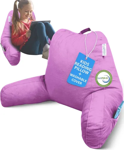 Vista 13 de ComfortSpa - Almohada de lectura para cama tamaño adulto, almohada de respaldo con brazos, bolsillos y funda lavable; Úsela como almohada de cama