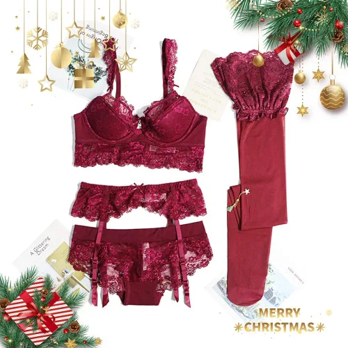 Vista 5 de Ningsige Sujetadores de bordado push up para mujer ropa interior sexy con copa de algodón fina