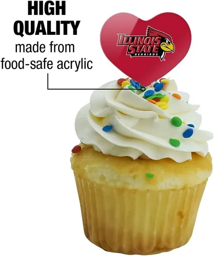 Vista 3 de Illinois State - Juego de 6 piezas para decoración de cupcakes con logotipo primario de corazón Universidad de St. Johns