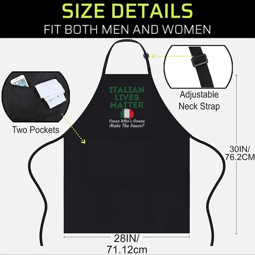 Vista 3 de Delantal negro de comida - Funny Italian Lives Matter Cook Novedad Italia Bandera Camiseta Negro Delantales de cocina, Negro