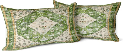 Vista 16 de Snycler Fundas de almohada boho 16x16 pulgadas juego de 2, almohadas de estilo boho para sofá en azul marino, rojo, geométrico, floral, decorativas