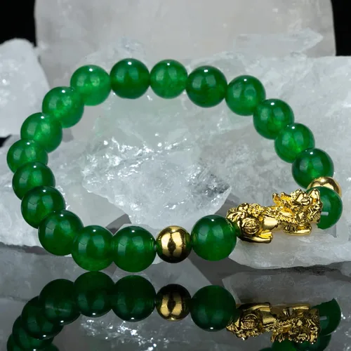 Vista 4 de ZenBless Fengshui Porsperity Jade Set Lucky Charm Feng Shui Pulsera de obsidiana negra para hombres y mujeres con chapado en oro Pi Xiu Pi Yao atrae